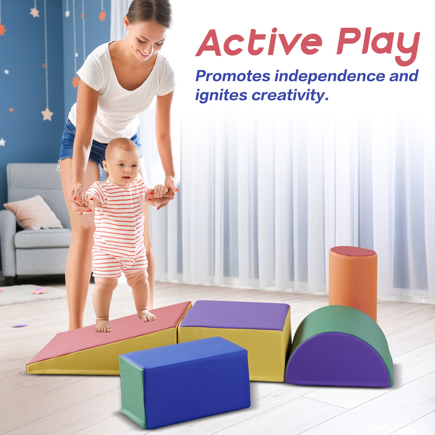 Crawl and Climb Foam Play Set, 5-Piece set, Classic colours